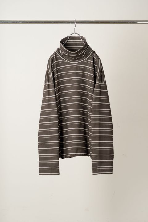 TURTLENECK BORDER LS T-SHIRT | BLACK | カットソー