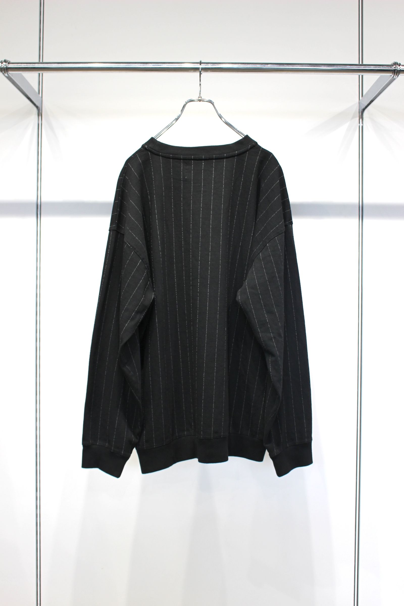 QUILTING STITCH OPEN END JERSEY Rib Gusset L/S T-Shirt | BLACK | カットソー