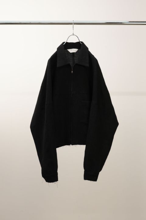SHRINK WOOL SHORT ZIPUP SHIRT JACKET | BLACK | ショートジャケット