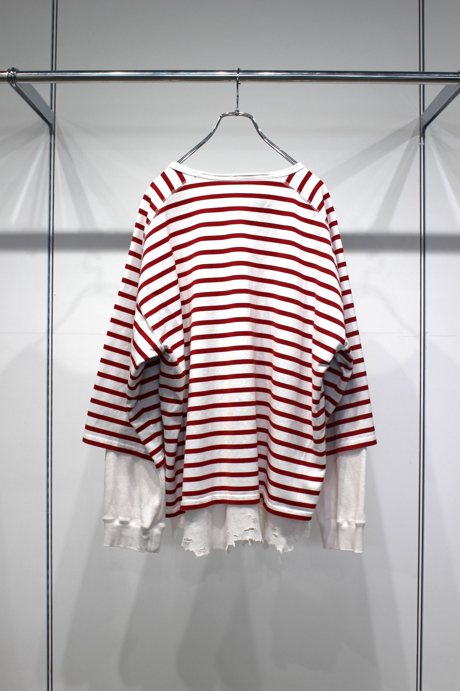 トップス 25SS ancellm BORDER LAYERED LS SHIR BORDER LAYERED LS SHIRT(WHITE/BLACK) – ANCELLM