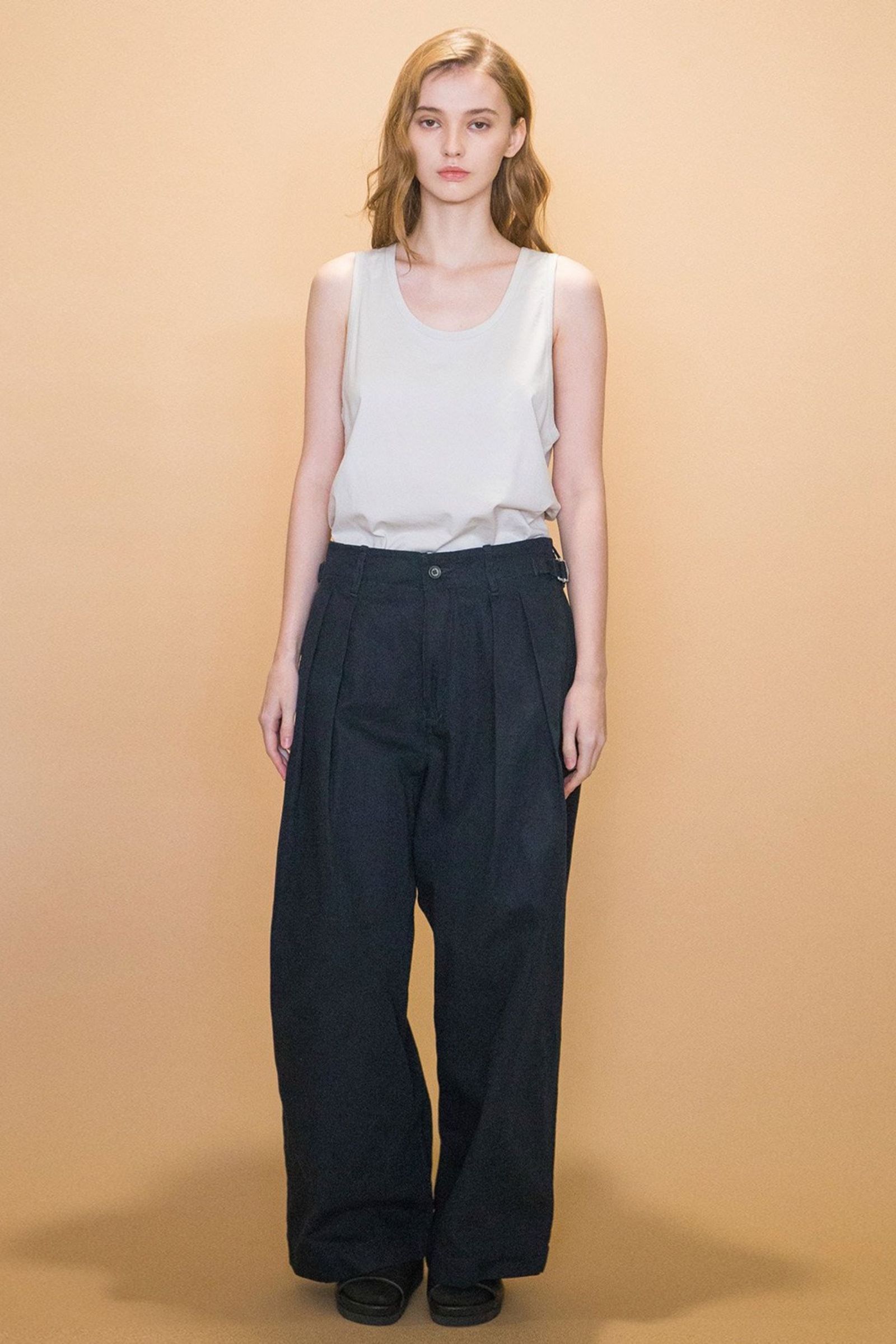 my beautiful landlet - MILITARY CLOTH TUCK WIDE PANTS/NAVY | NapsNote