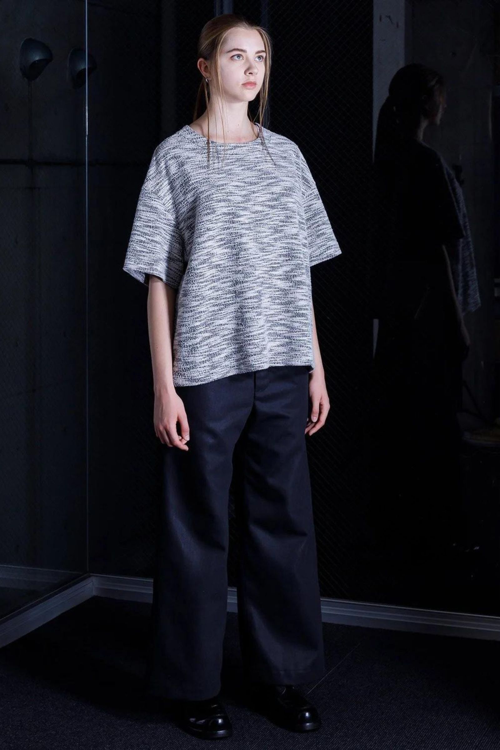 Tweed Jarsey Oversize T-Shirt | BLACK | カットソー