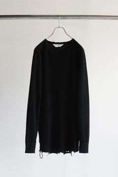 DAMAGE WAFFLE CREW LS T-SHIRT/BLACK