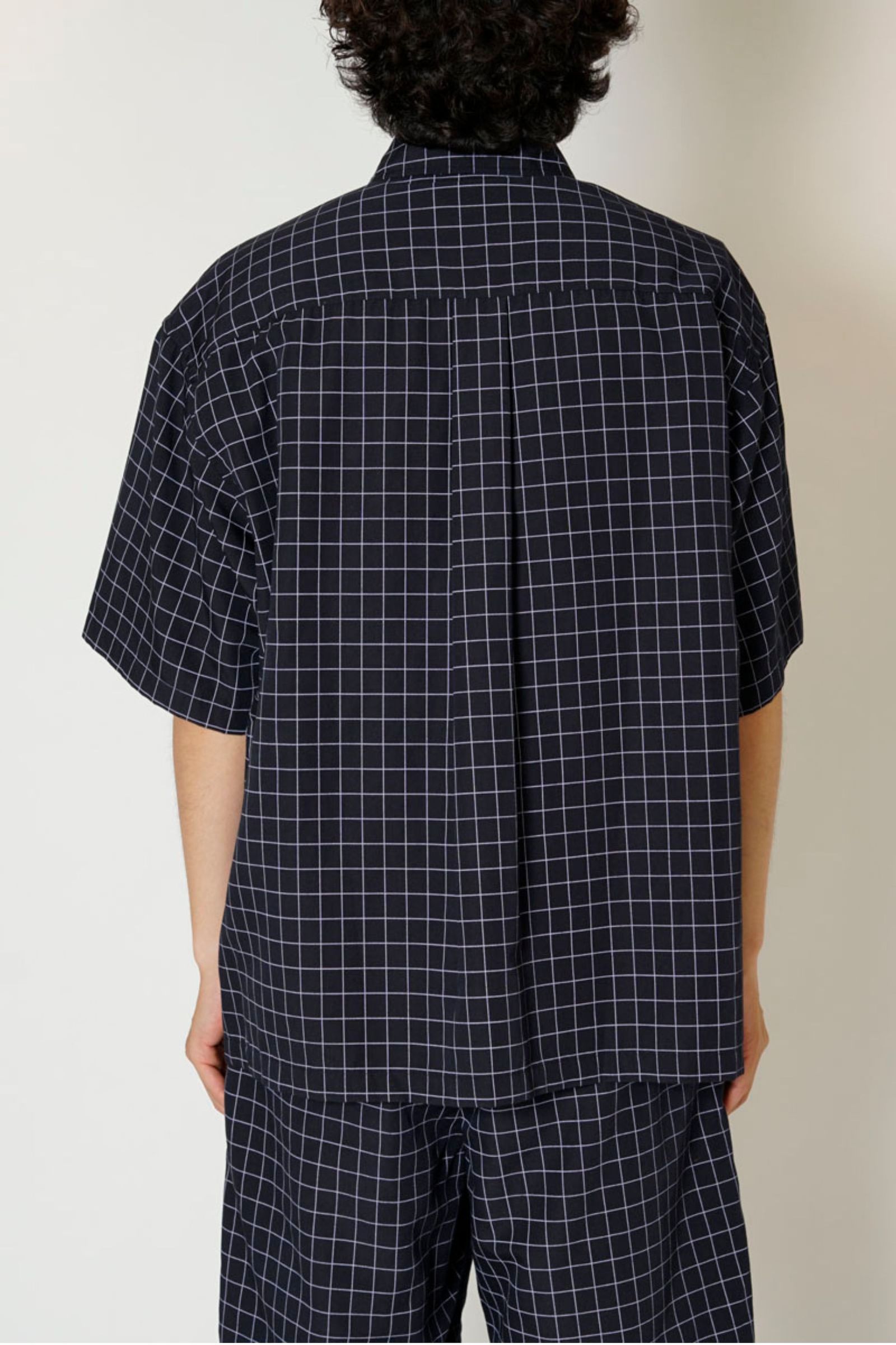 高級感Linen Windowpane Check S/S Shirt 半袖シャツ トップス
