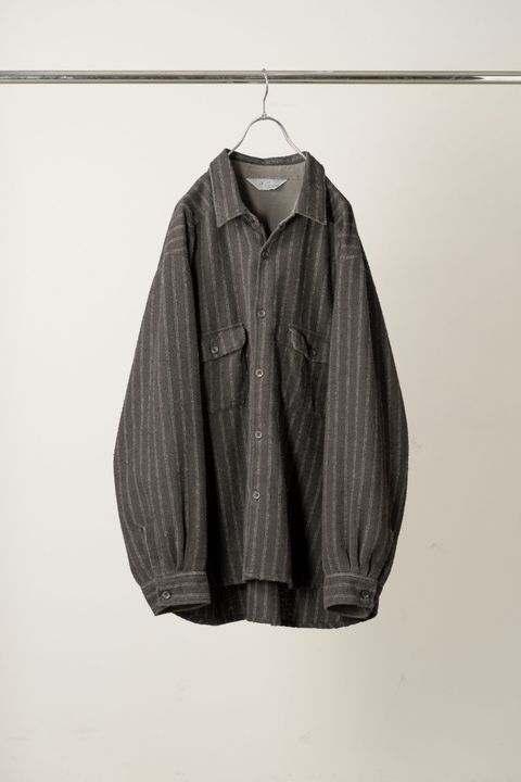 STRIPE BOXY WORK SHIRT | BLACK | シャツ