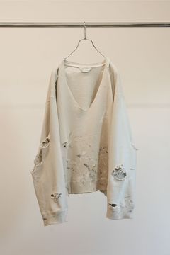 [ラスト1点] HARD CRASH SWEAT SHIRT | OFF WHITE | ダメージスウェット
