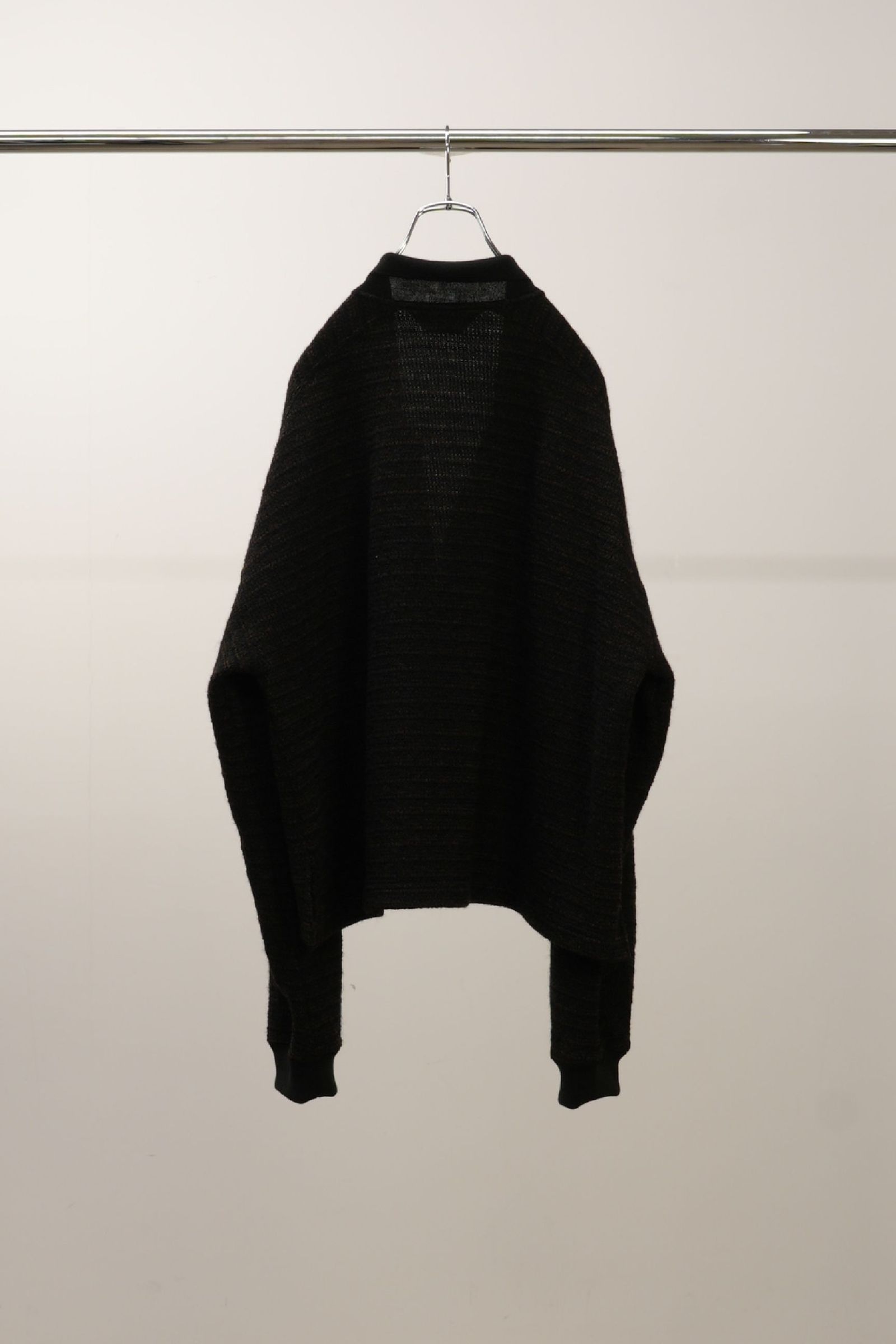 WOOL BORDER SKIPPER SHIRT | BLACK | スキッパーシャツ