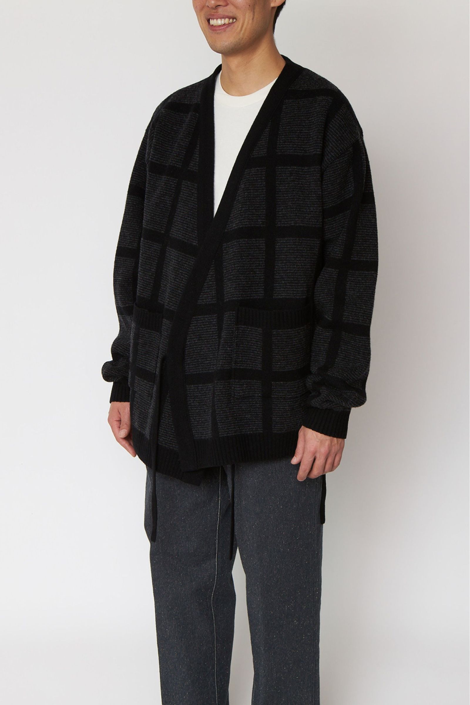 SAMUE GRID CARDIGAN SWEATER WAC/ジャガードカーディガン