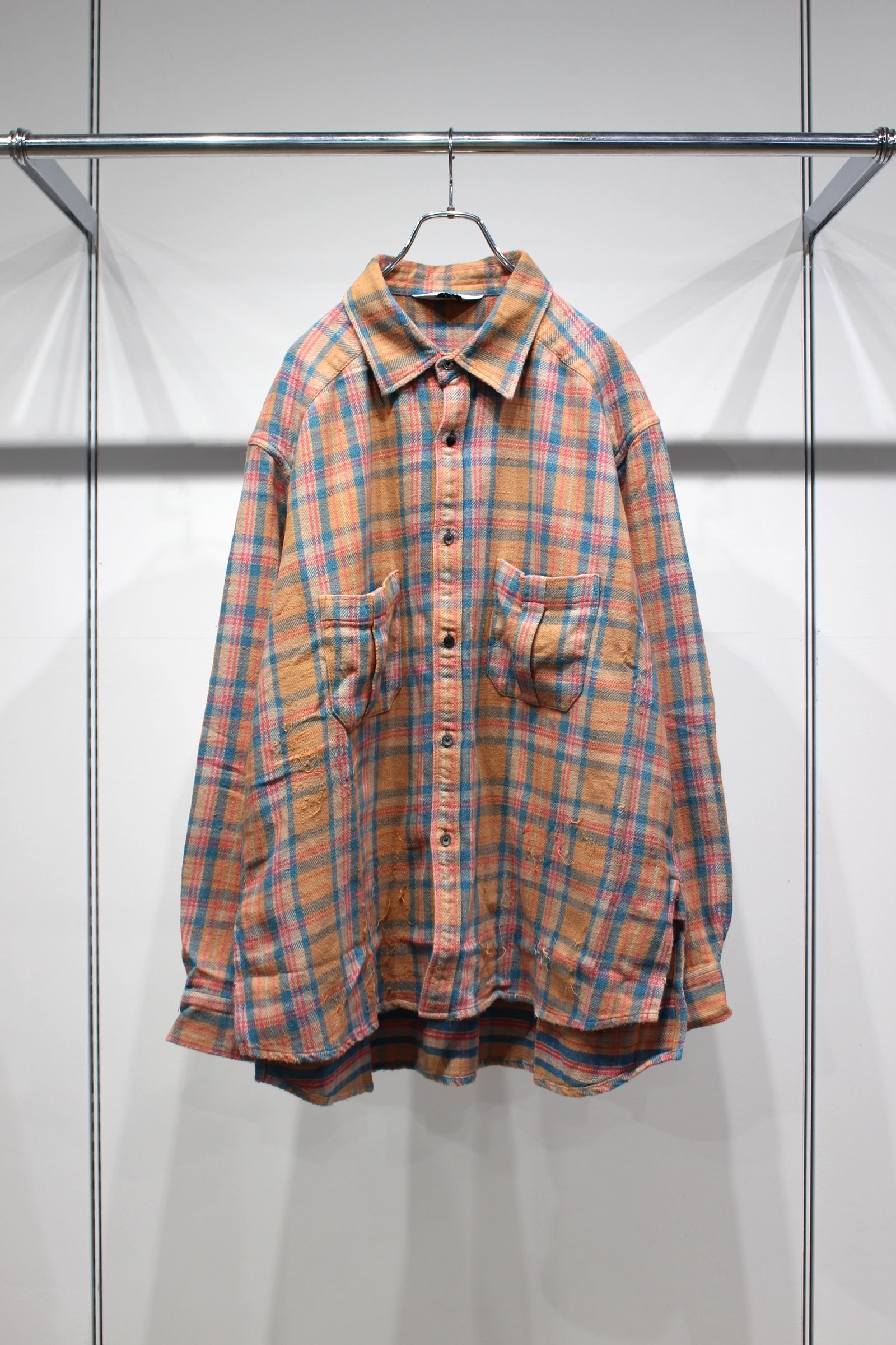 NEL CHECK OVER WORK SHIRT | CAMEL | ネルシャツ