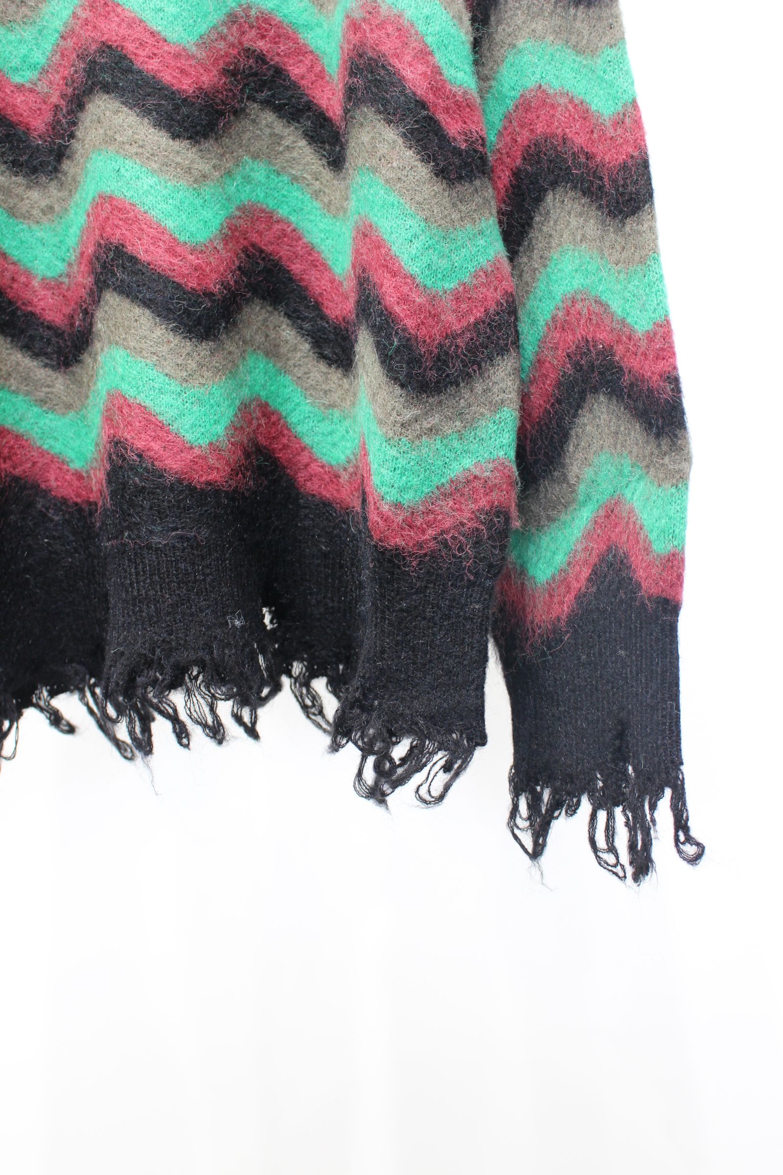 Wave Mohair Knit | GREEN - BLACK | ダメージニット