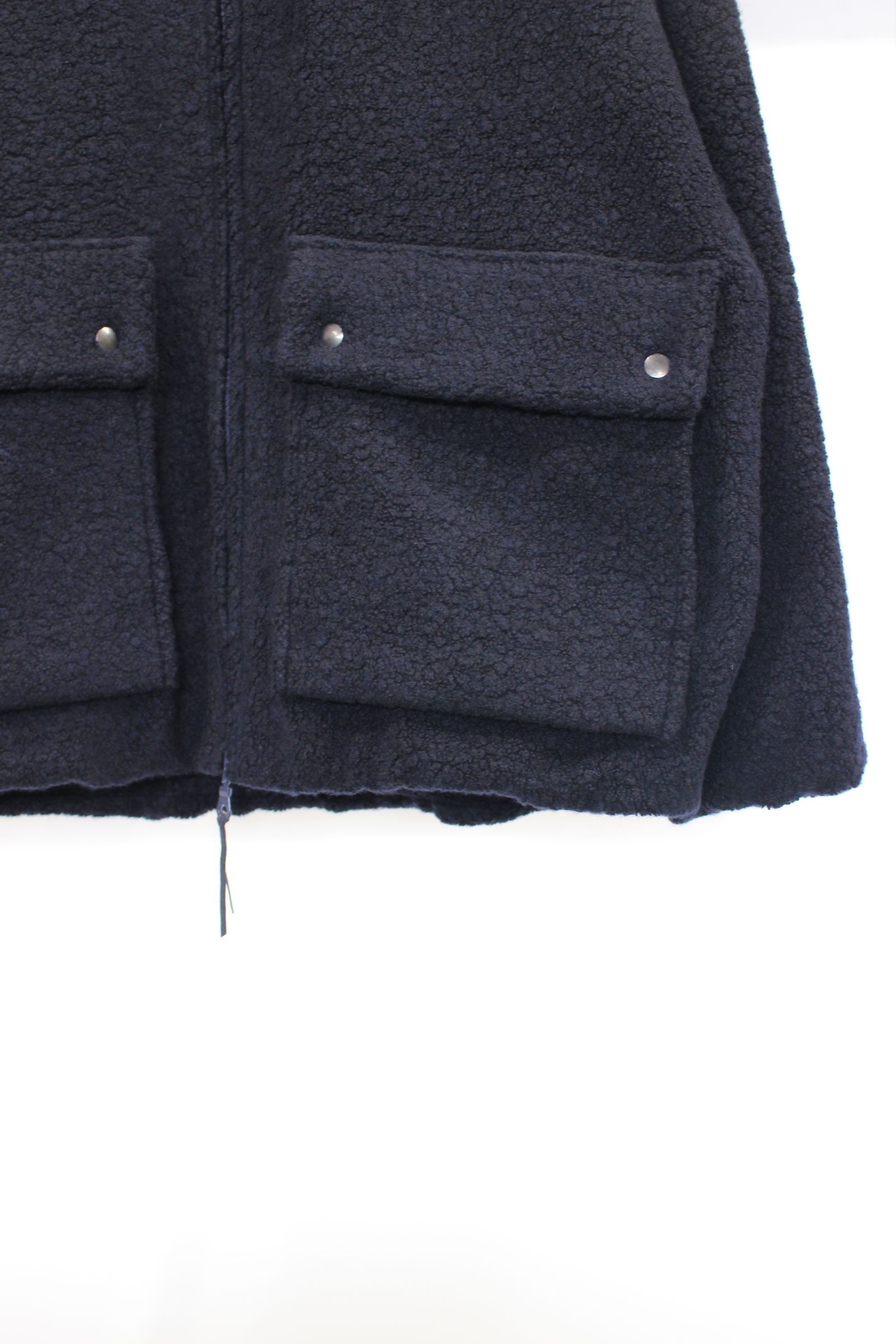 RECYCLED WOOL TUBE-NECK BLOUSON/NAVY