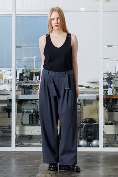 [ラスト1点] BD JERSEY Belt Wide Pants | CHARCOAL | ワイドパンツ