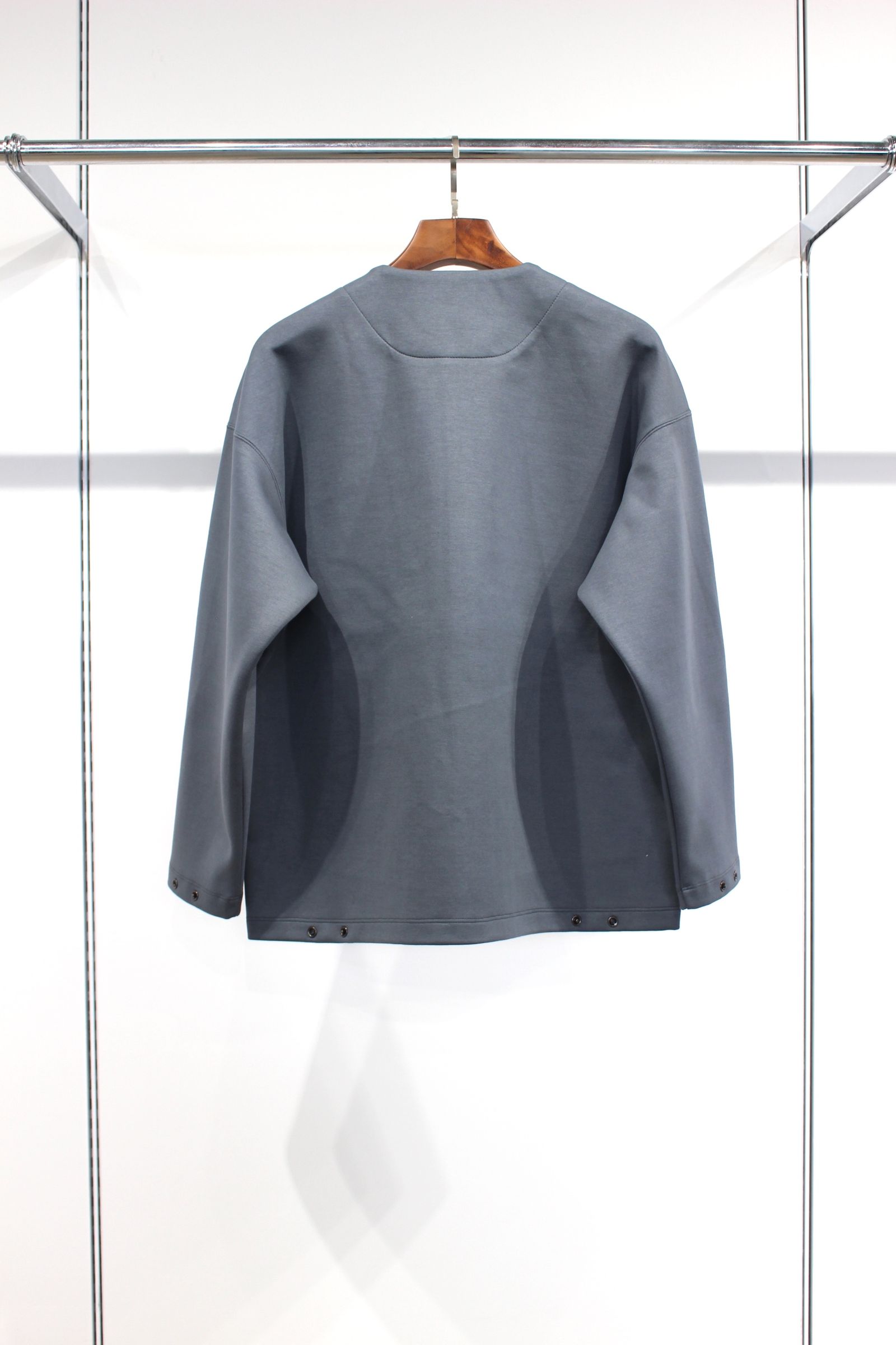 SNAP BUTTON CARDIGAN -solid-/BLUE GRAY