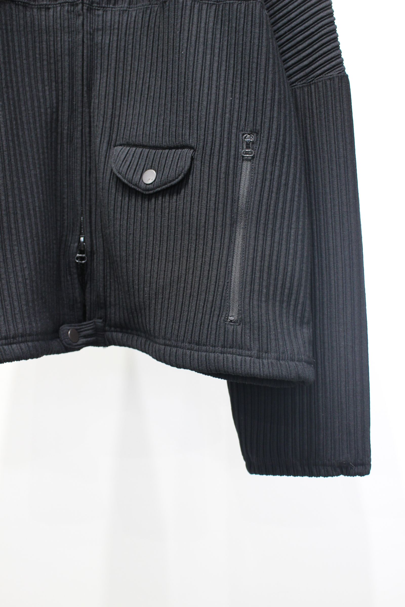 WRINKLED STRIPE SHORT SHIRT JACKET | BLACK | シャツジャケット