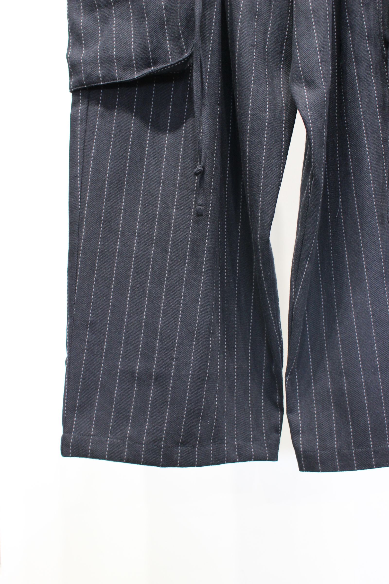 DOBBYSTRIPE / HERRINGBONE WIDE CARGO PANTS | BLACK | ワイドパンツ