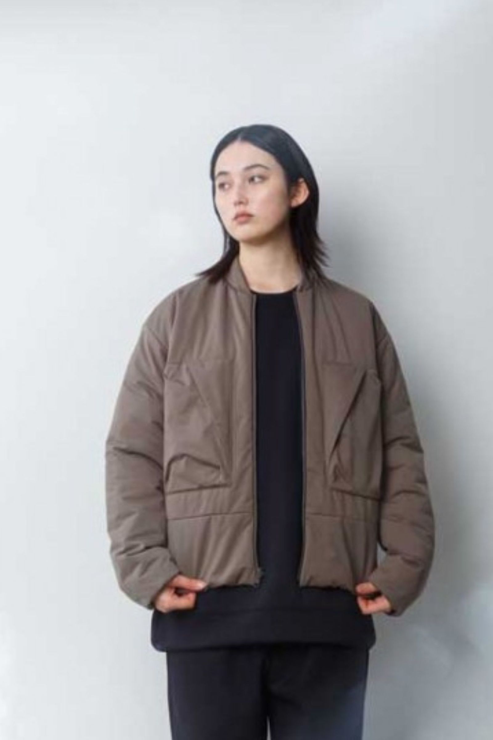 CURLY - REVERSIBLE PADDED ZIP-UP BLOUSON/BLACK-MOCHA | NapsNote