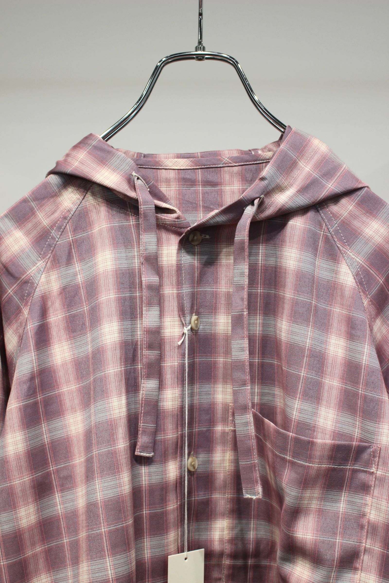 Tech Check Hooded Ventilation Shirt | PINK | フードシャツ