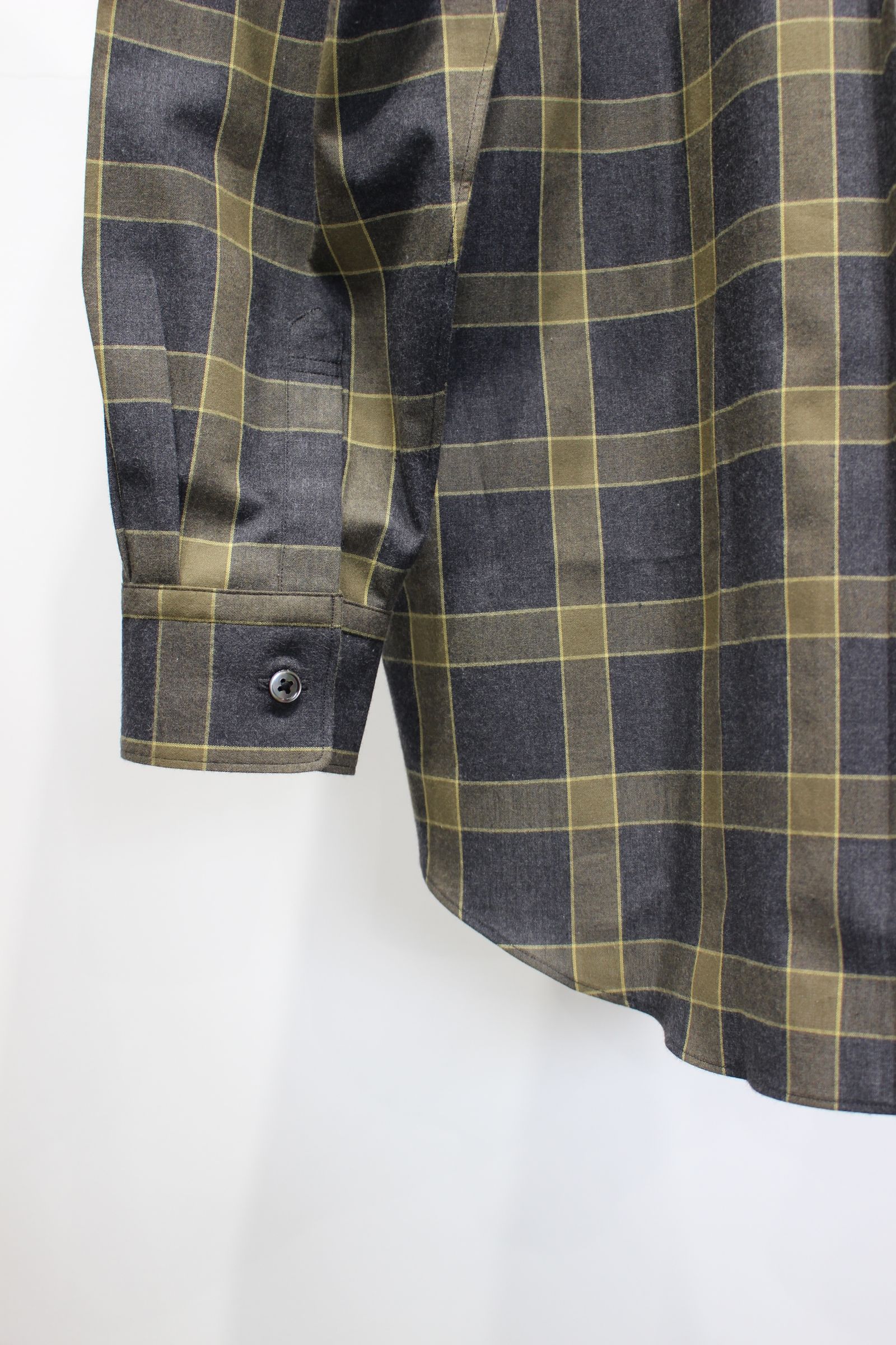 [ラスト1点] COTTON FLANNEL CHECK L/S REGULAR COLLAR SHIRT | GREEN CHECK | チェックシャツ