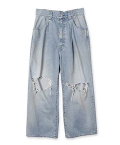 DAMAGE ONE TUCK WIDE STRAIGHT DENIM/ストレートパンツ（デニム）/インディゴ