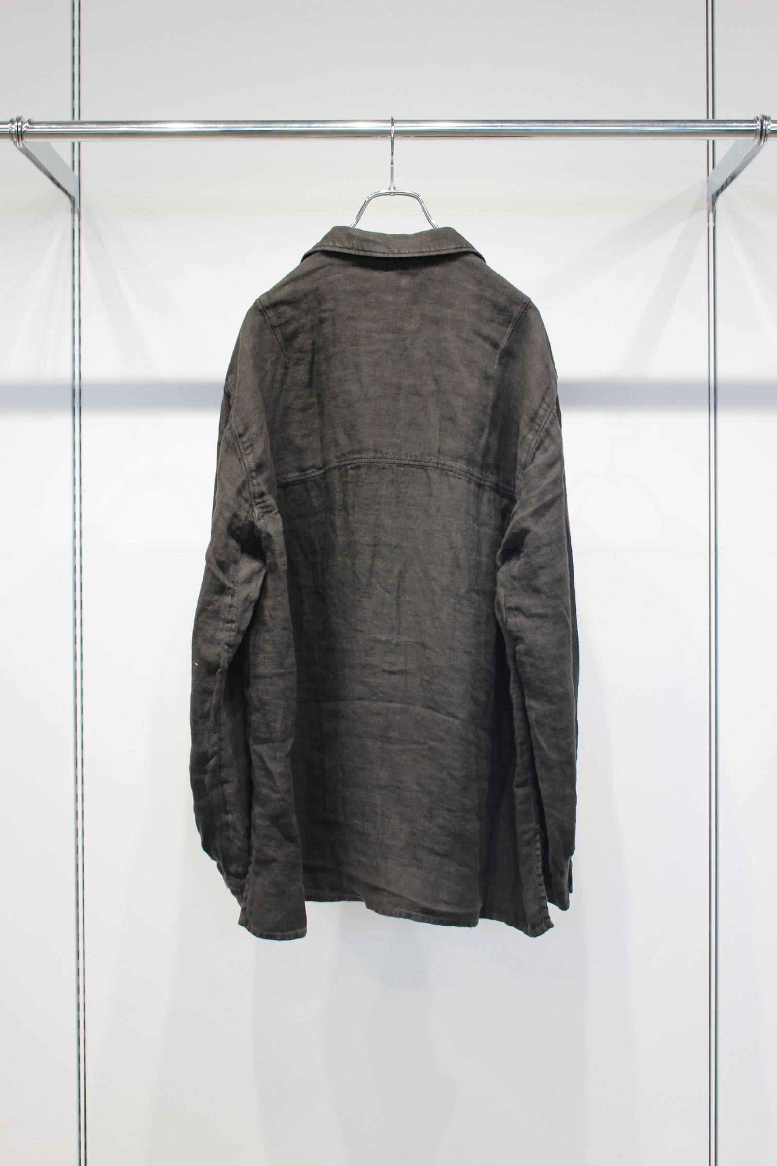 AGING LINEN CROSS-LINE SHIRT | BLACK | シャツ