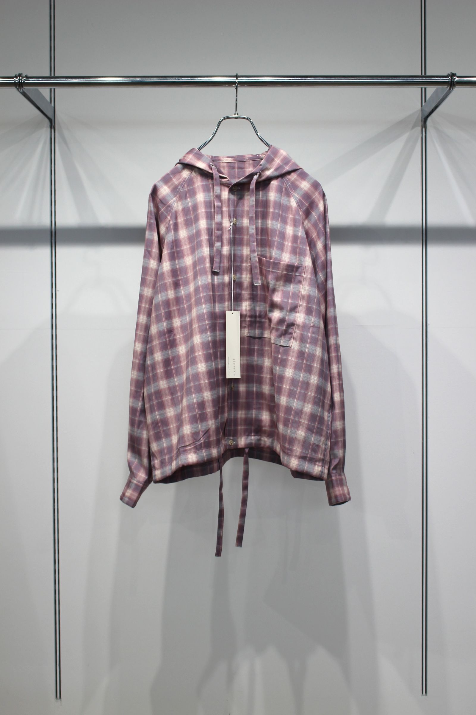 Tech Check Hooded Ventilation Shirt | PINK | フードシャツ