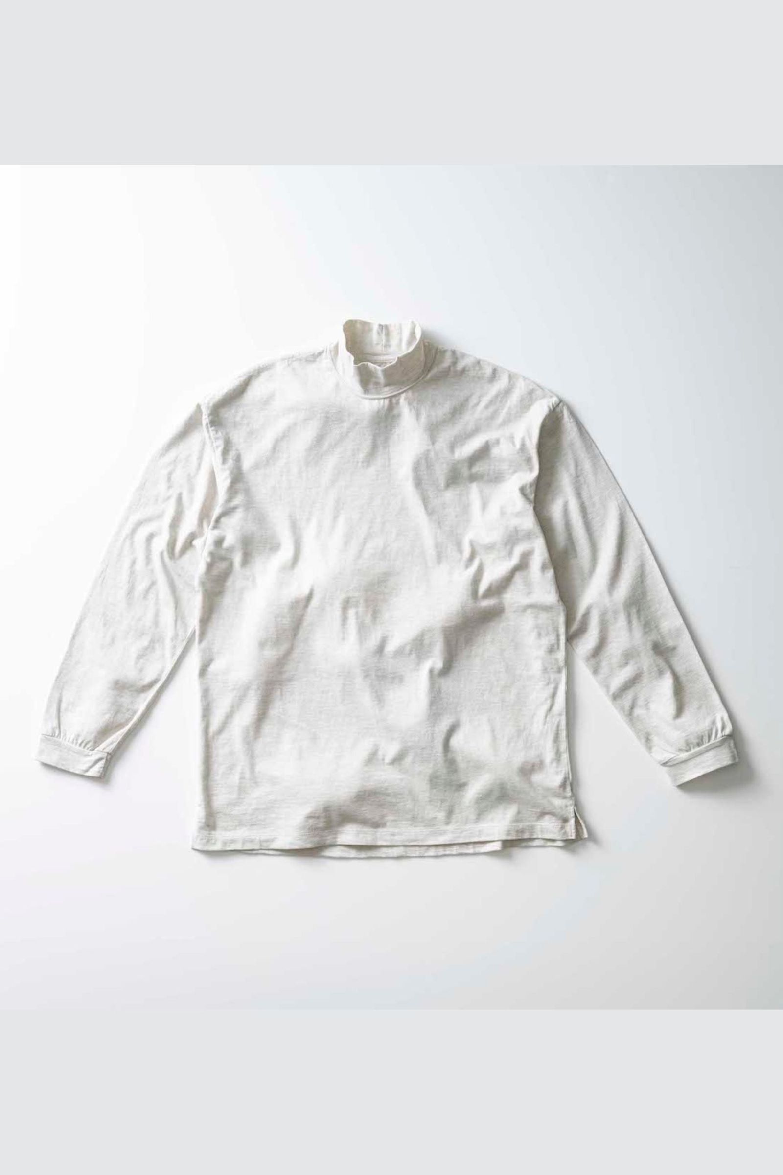 CASHMERE BLENDED MOCK NECK L/S TEE/OATMEAL