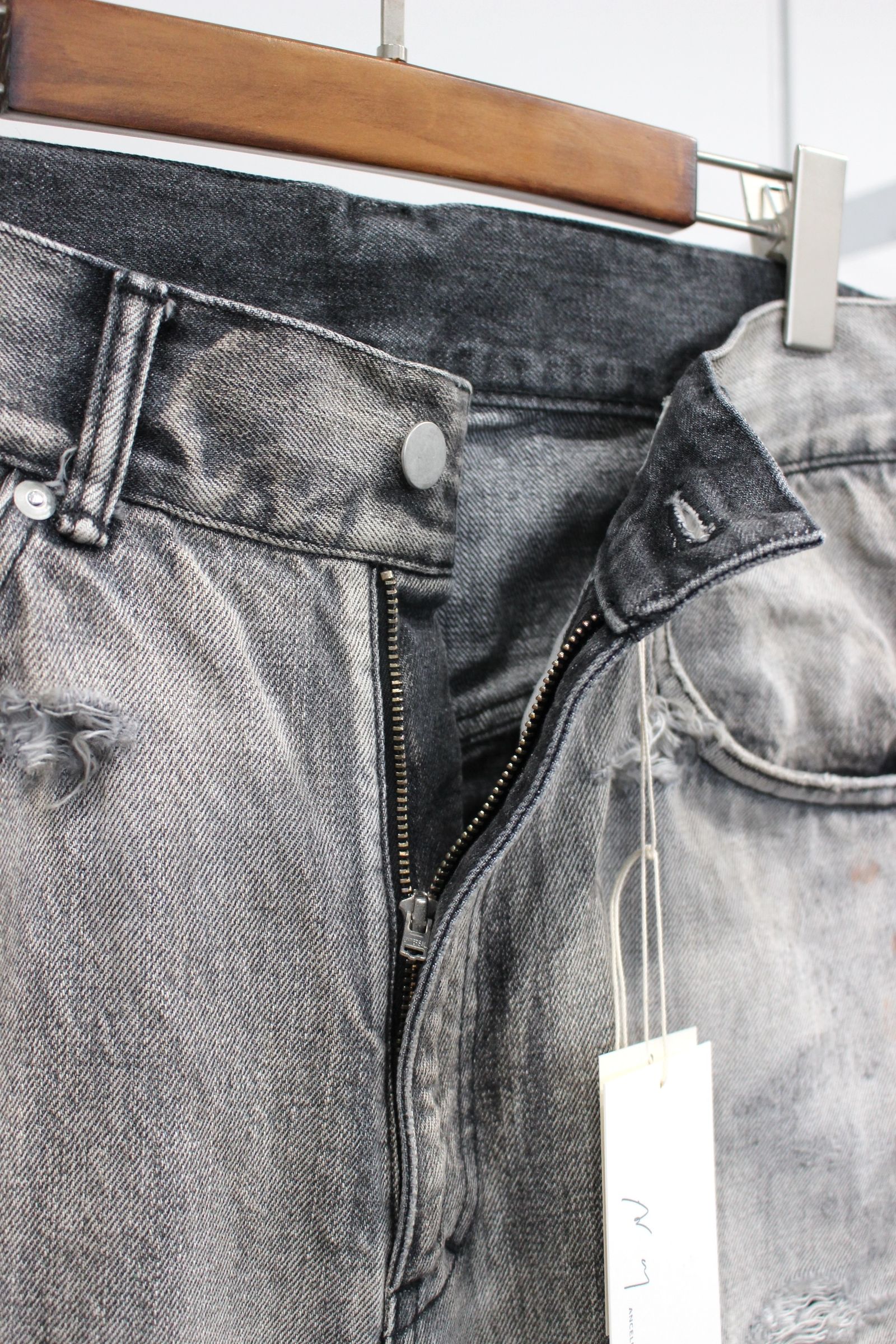 CRASH SELVEDGE DENIM STRAIGHT 5P PANTS/BLACK