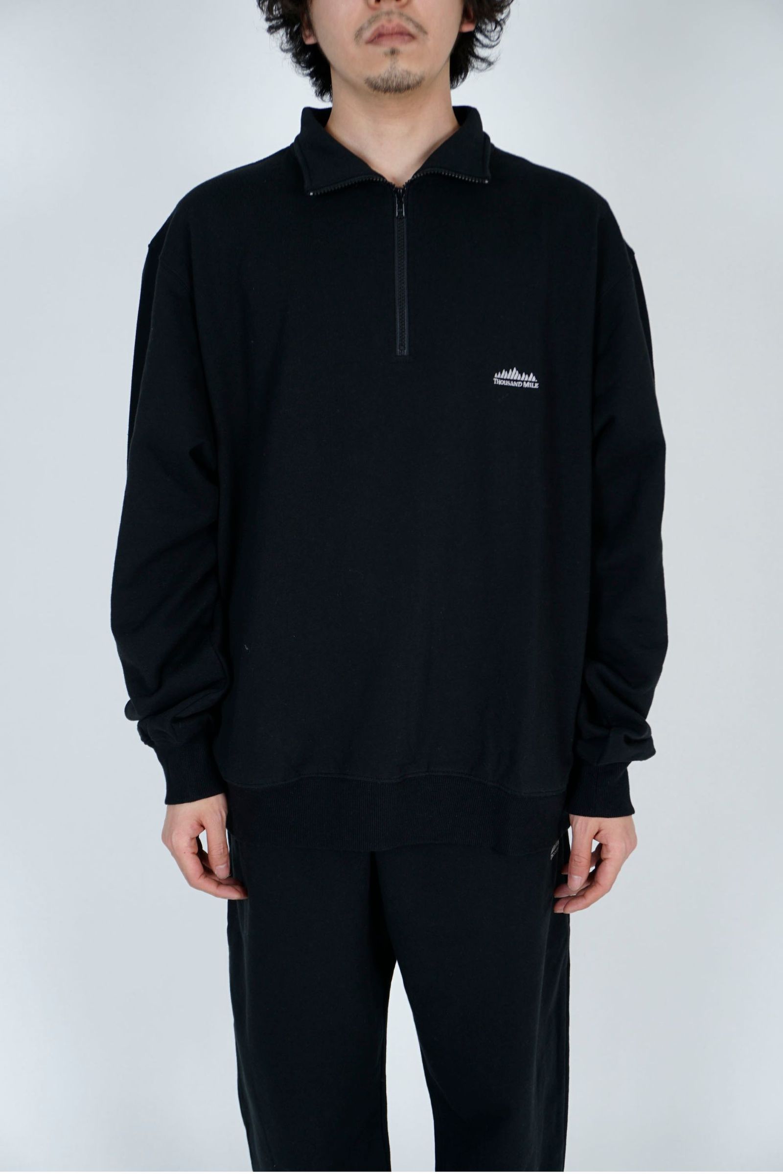 THOUSANDMILE HALF ZIP SWEAT SET UP/BLACK