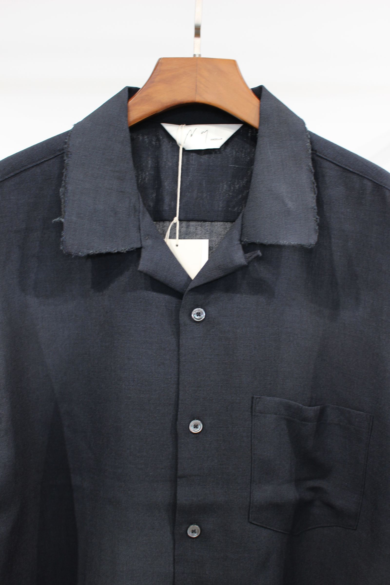 トップス ANCELLM \"MELANGE OPEN COLLAR SS SHIRT ANCELLM - MELANGE OPEN COLLAR SS SHIRT/WHITE | NapsNote