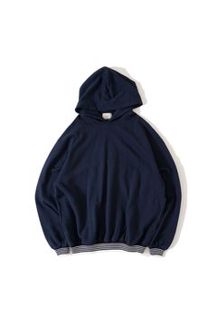 [ラスト1点] BORDER RIB SWEAT HOODIE | NAVY | パーカー