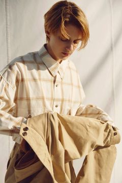 HYPER BIG ORGANIC CHECK GATHER  SHIRT/チェックシャツ