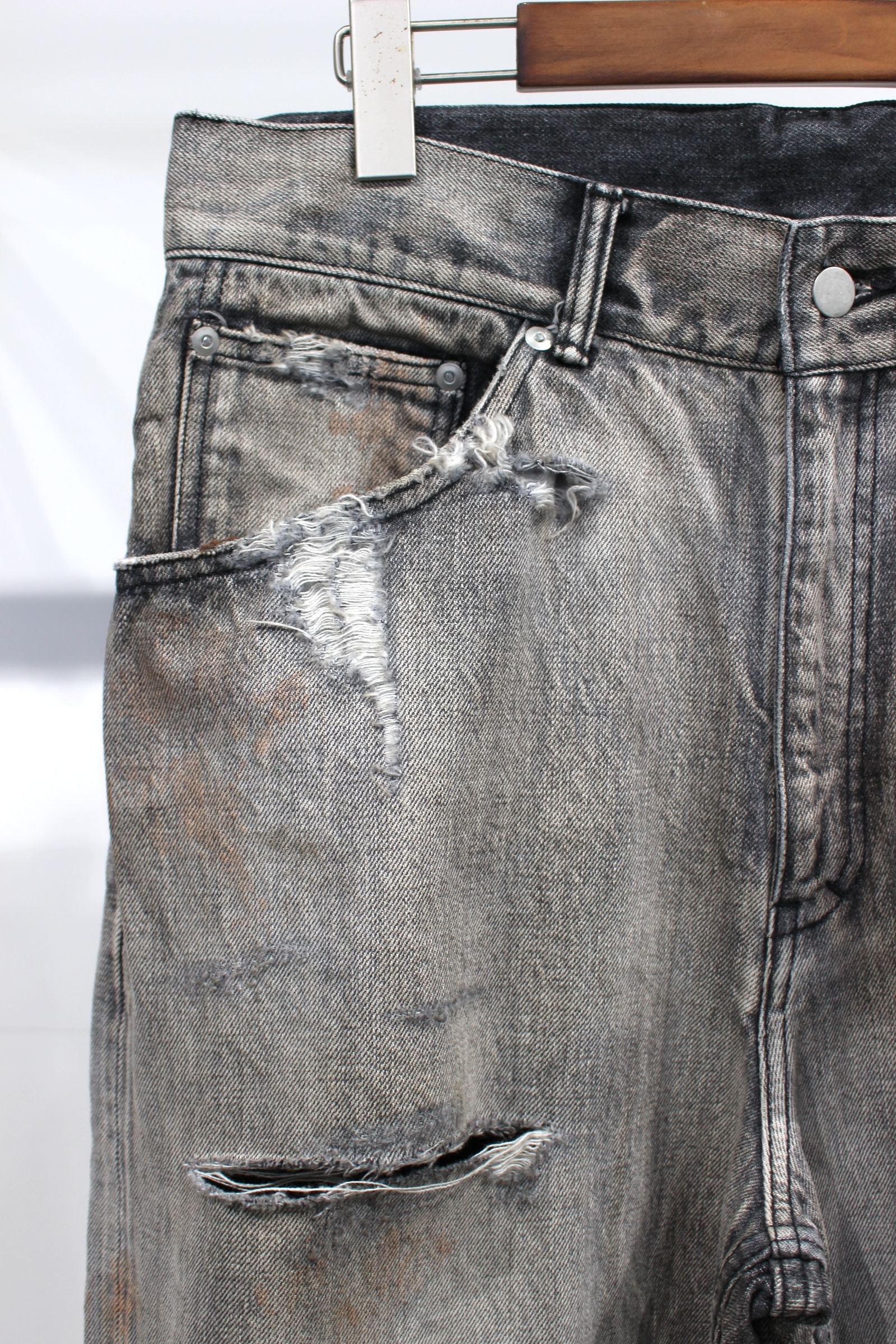 CRASH SELVEDGE DENIM STRAIGHT 5P PANTS/BLACK