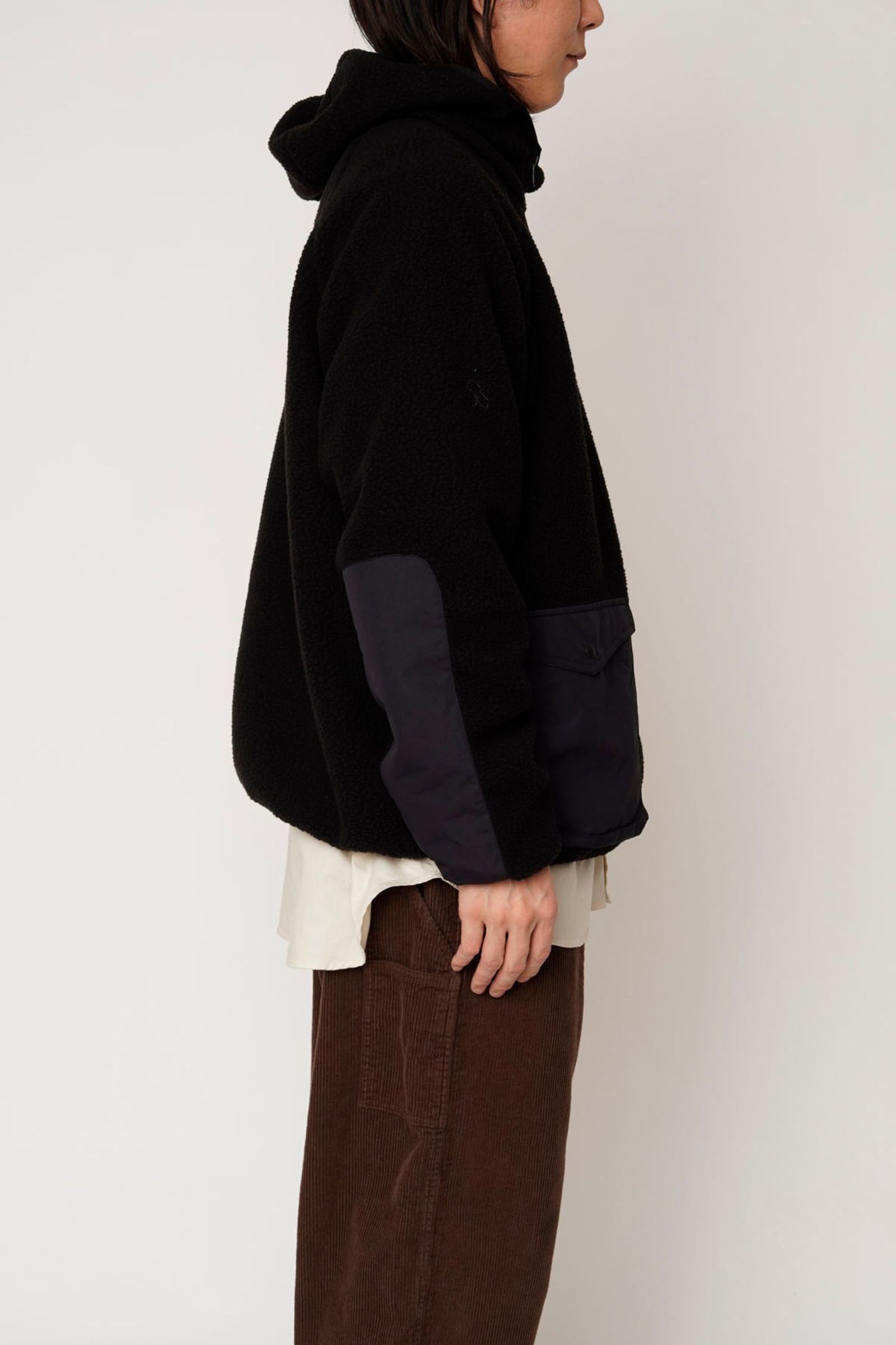 [ラスト1点] FLEECE HOODED JACKET | BLACK | フリースジャケット