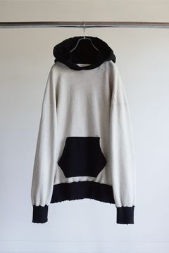 2TONE AGING HOODIE/ECRU-BLACK