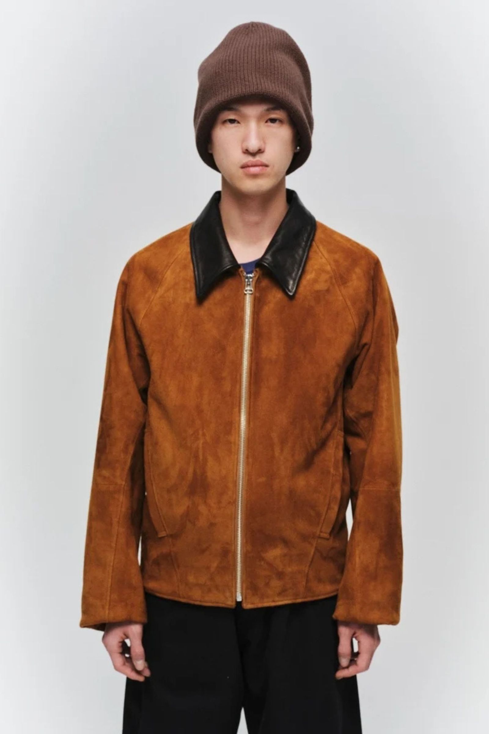 NUBUCK DRAPING LEATHER JACKET | BROWN | レザージャケット
