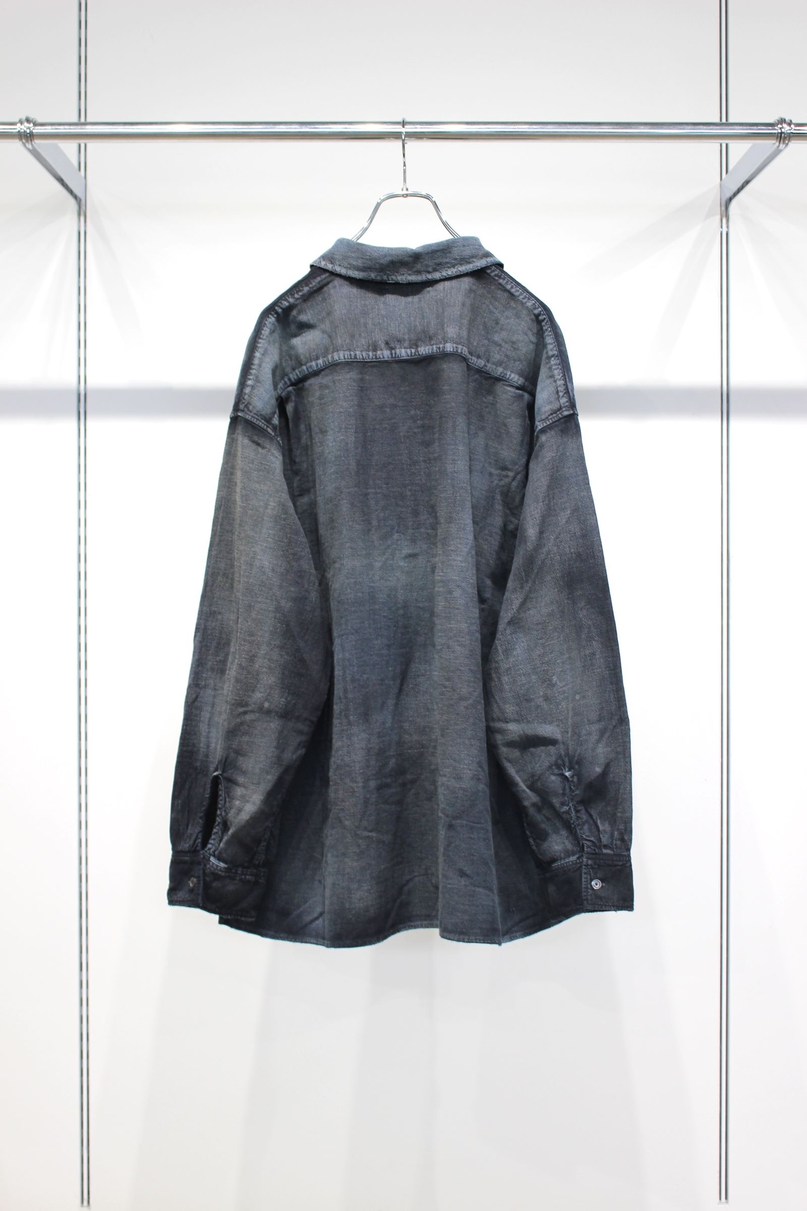 BRUSHSTROKE AGING SHIRT | BLACK | シャツ