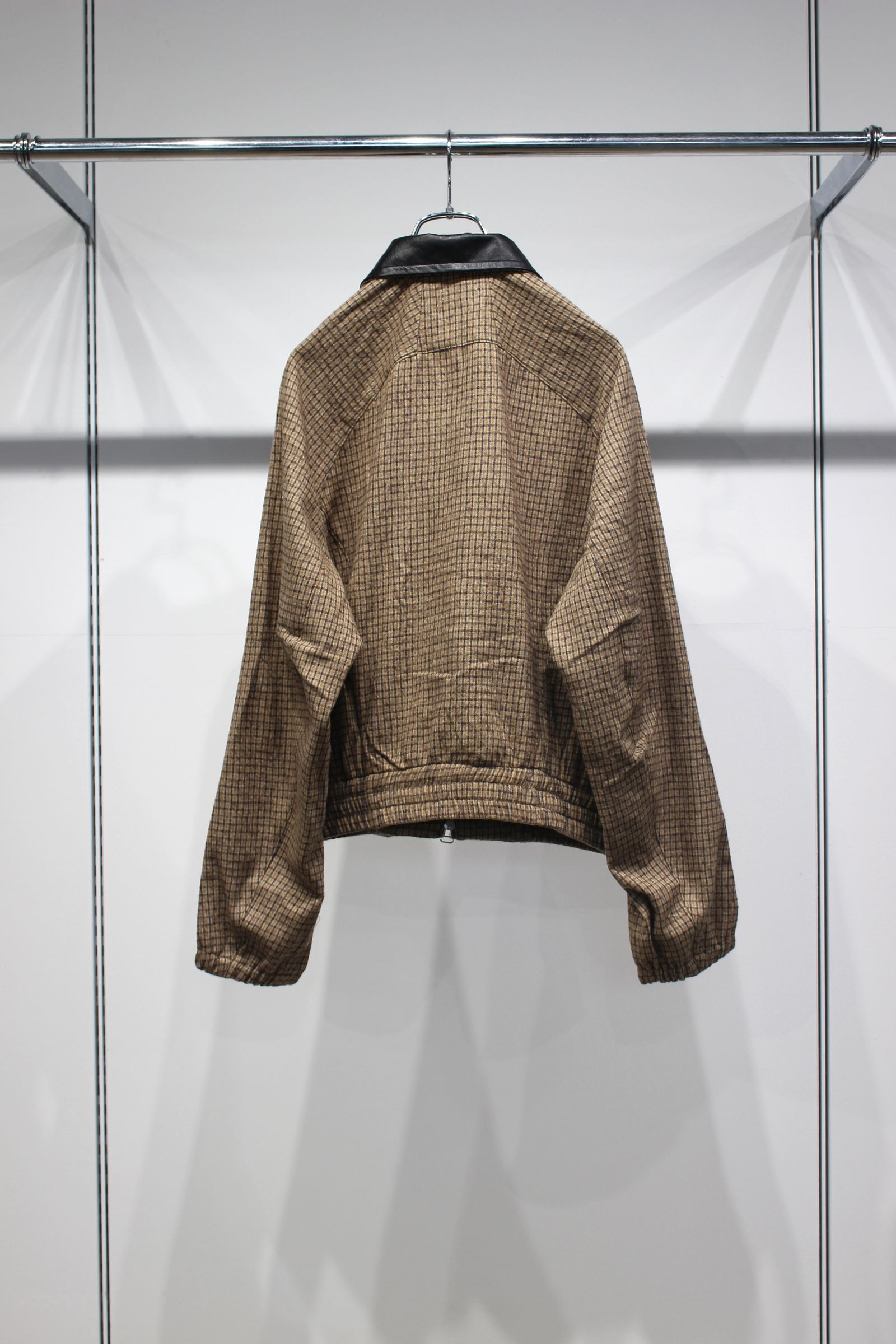 LEATHER COLLAR SHORT JACKET | BROWN CHECK | ライトアウター