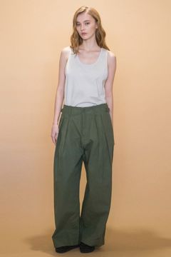 MILITARY CLOTH TUCK WIDE PANTS/OLIVE