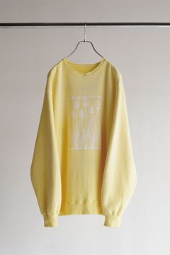 DYED DAMEGE FLOWER PT SWEAT SHIRT/YELLOW