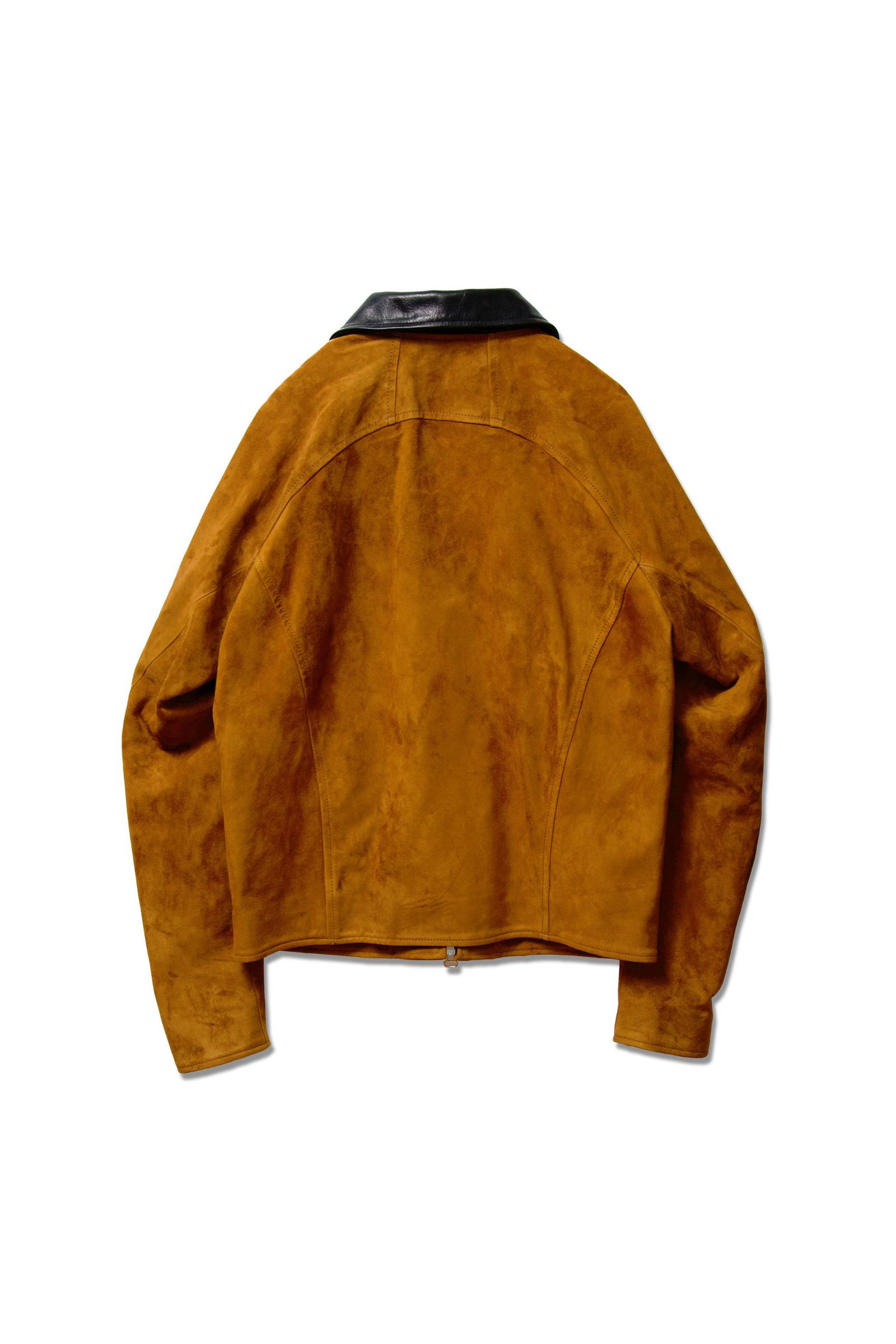 NUBUCK DRAPING LEATHER JACKET | BROWN | レザージャケット