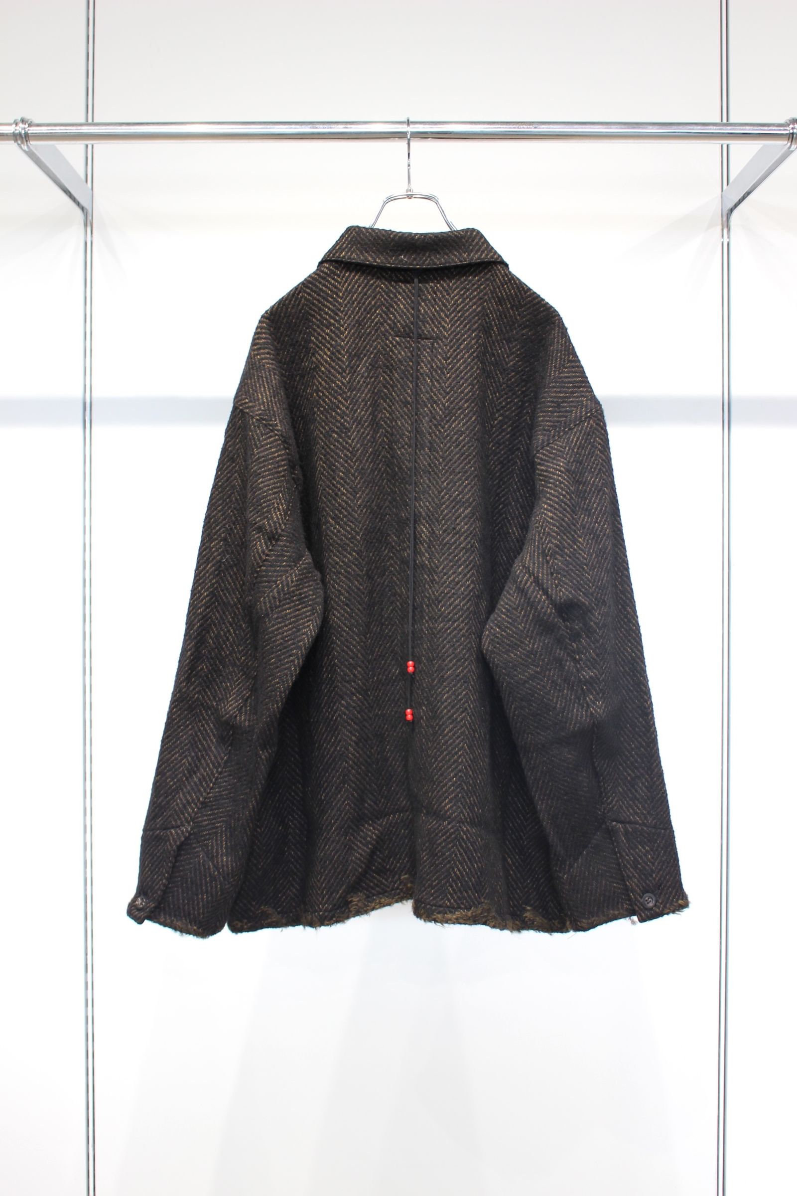 [ラスト1点] DAMAGE WOOL HERRINGBONE COVER ALL | BROWN×BLACK | カバーオール