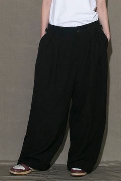 ACTIVE CORDUROY SIDE BELT WIDE PANTS/BLACK