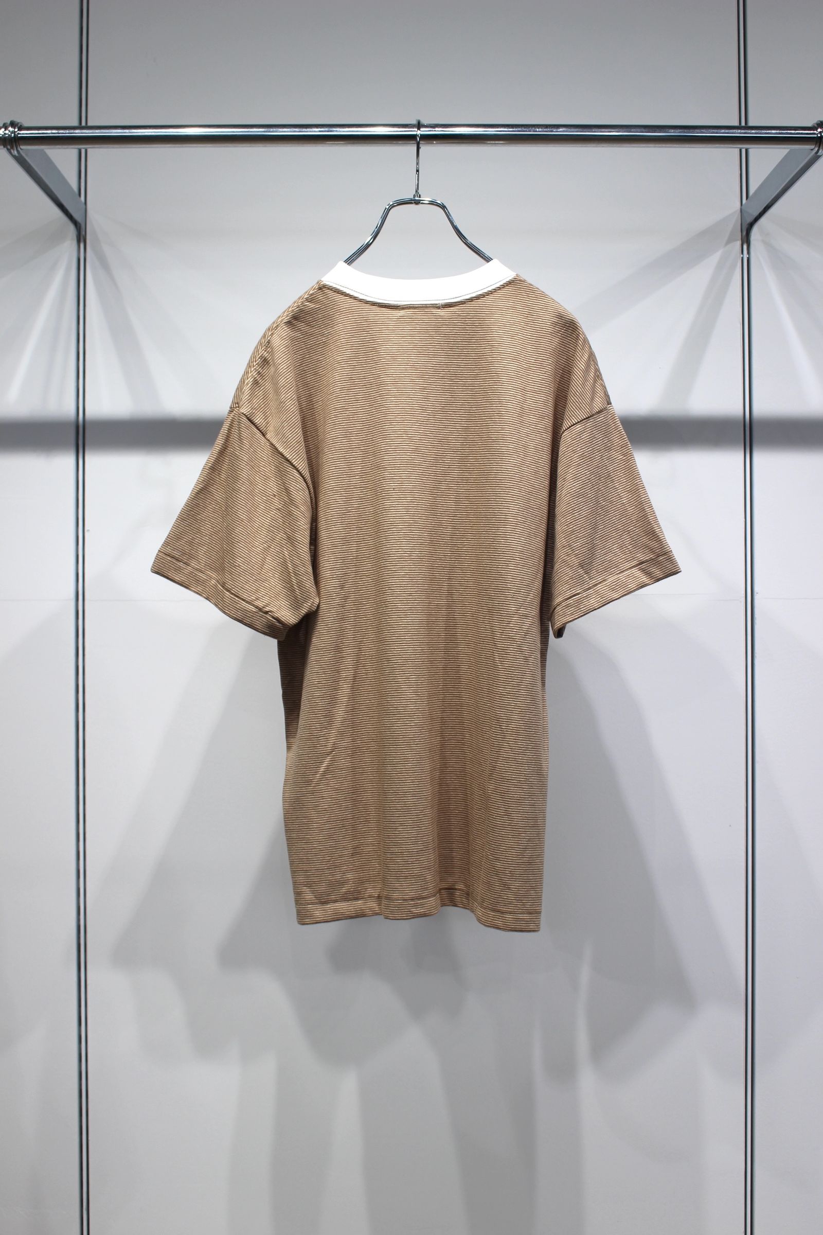 [ラスト1点] COTTON HEMP BORDER S/S TEE | BROWN | カットソー