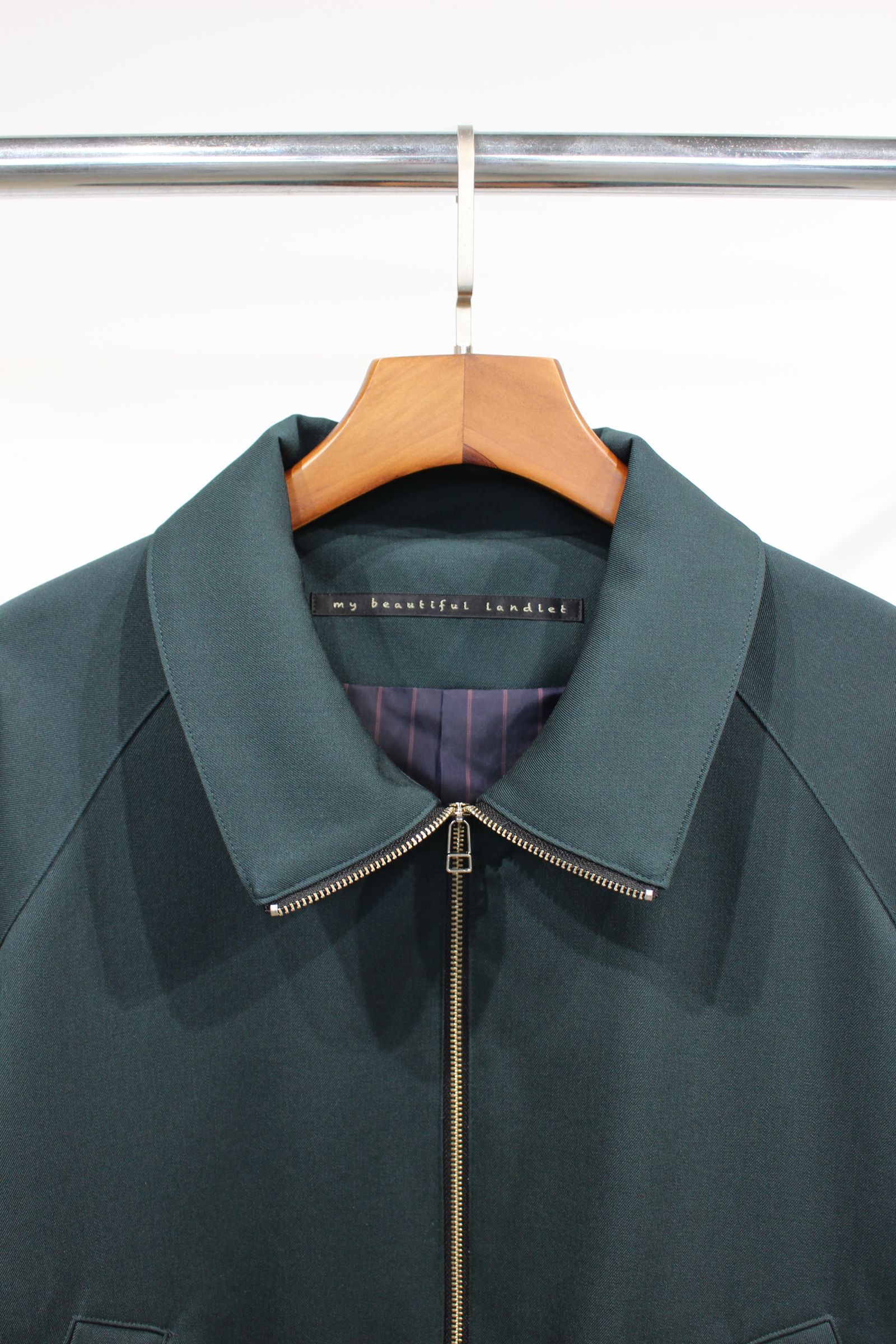 my beautiful landlet - HARUTO PROCESSED WOOL ZIP BLOUSON/GREEN