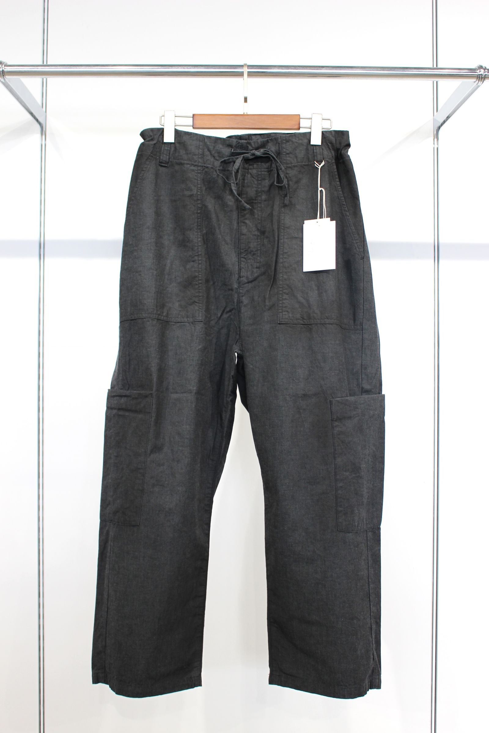 CHAMBRAY BAKER CARGO PANTS/BLACK