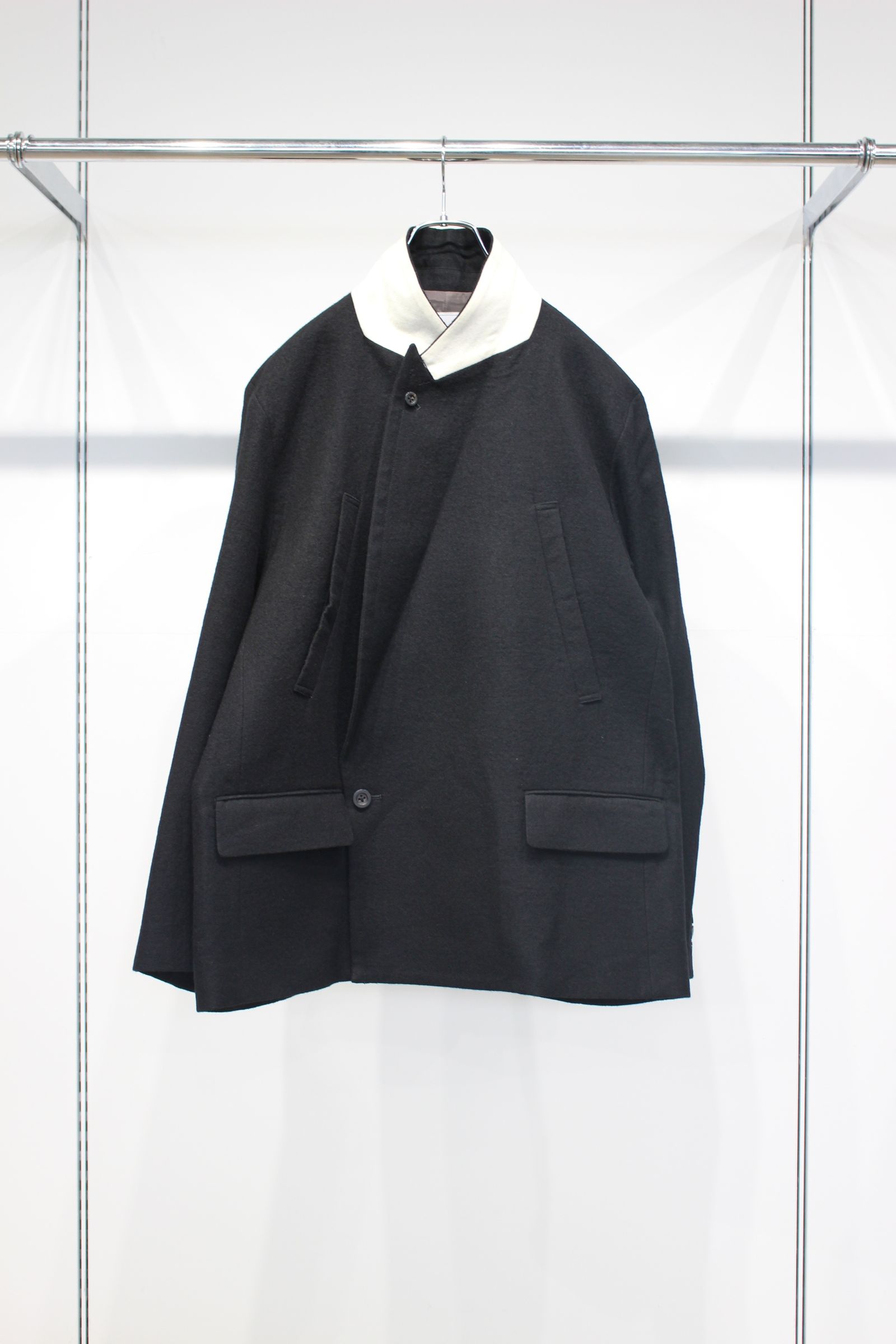 DOUBLE TAILORED JACKET | WOOL BELTED WIDE SLACKS | BLACK | セットアップ
