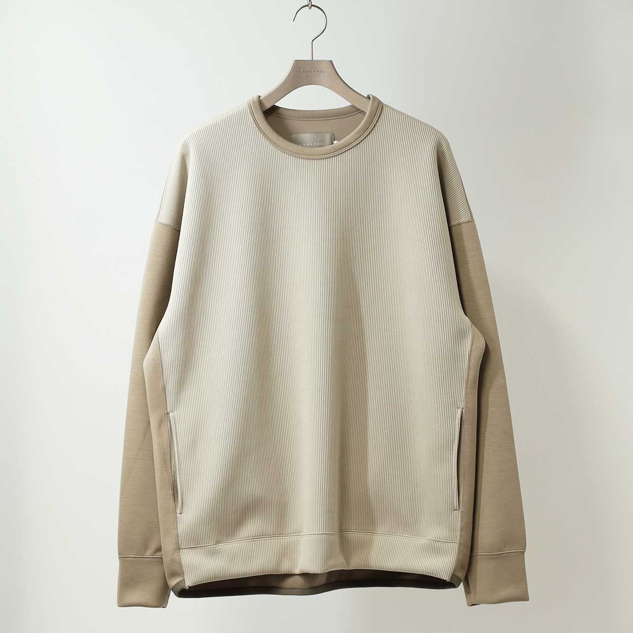 KNIT-COMBI RAYON DOUBLE-KNIT P/O | GREIGE | クルーネックプルオーバー