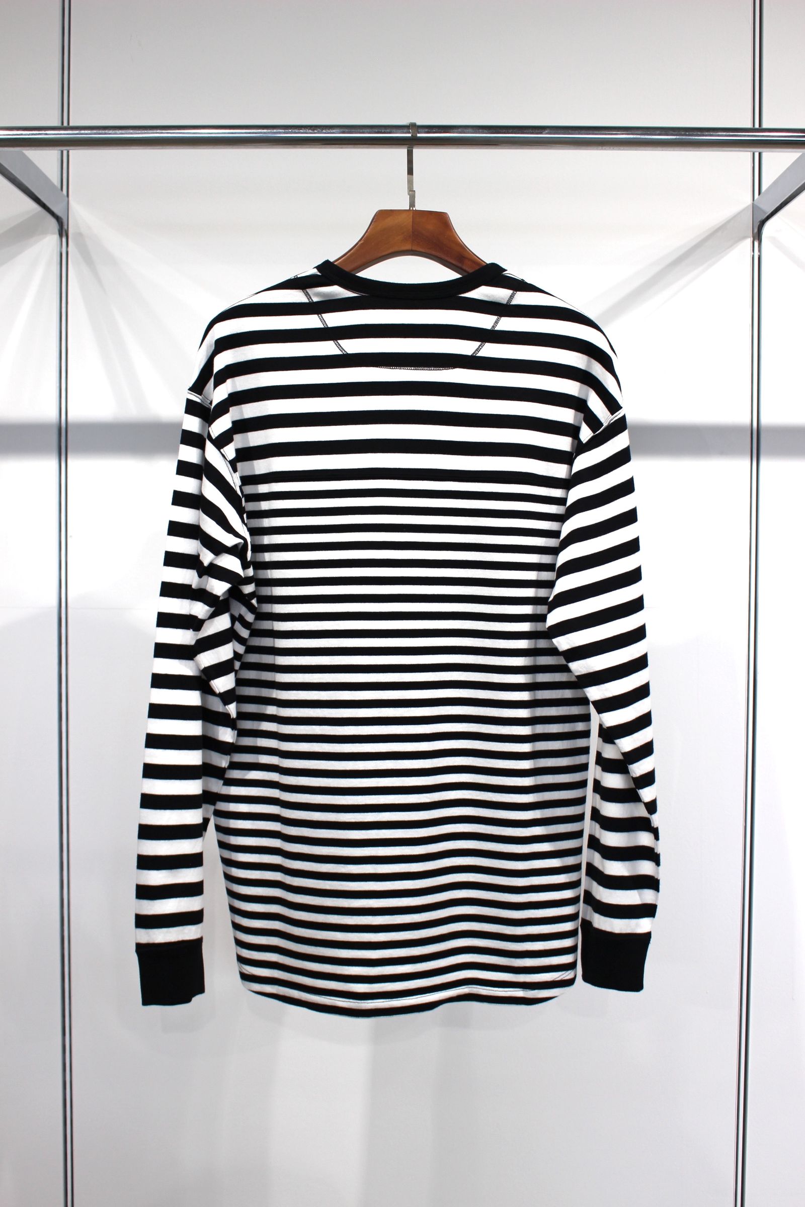 DOUBLE BORDER L/S TEE/BLACK-WHITE
