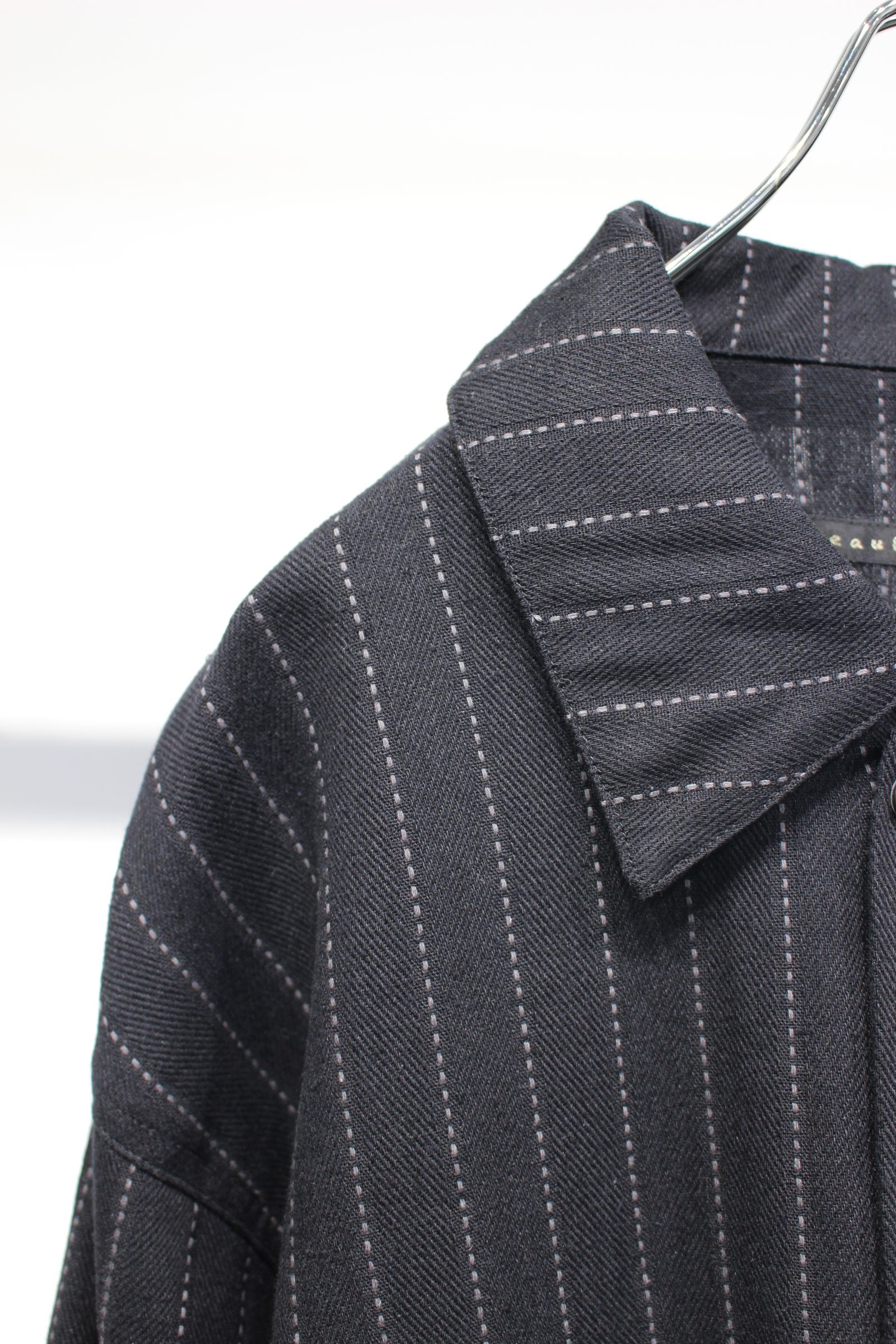 DOBBYSTRIPE / HERRINGBONE COVERALL JACKET | BLACK | カバーオール