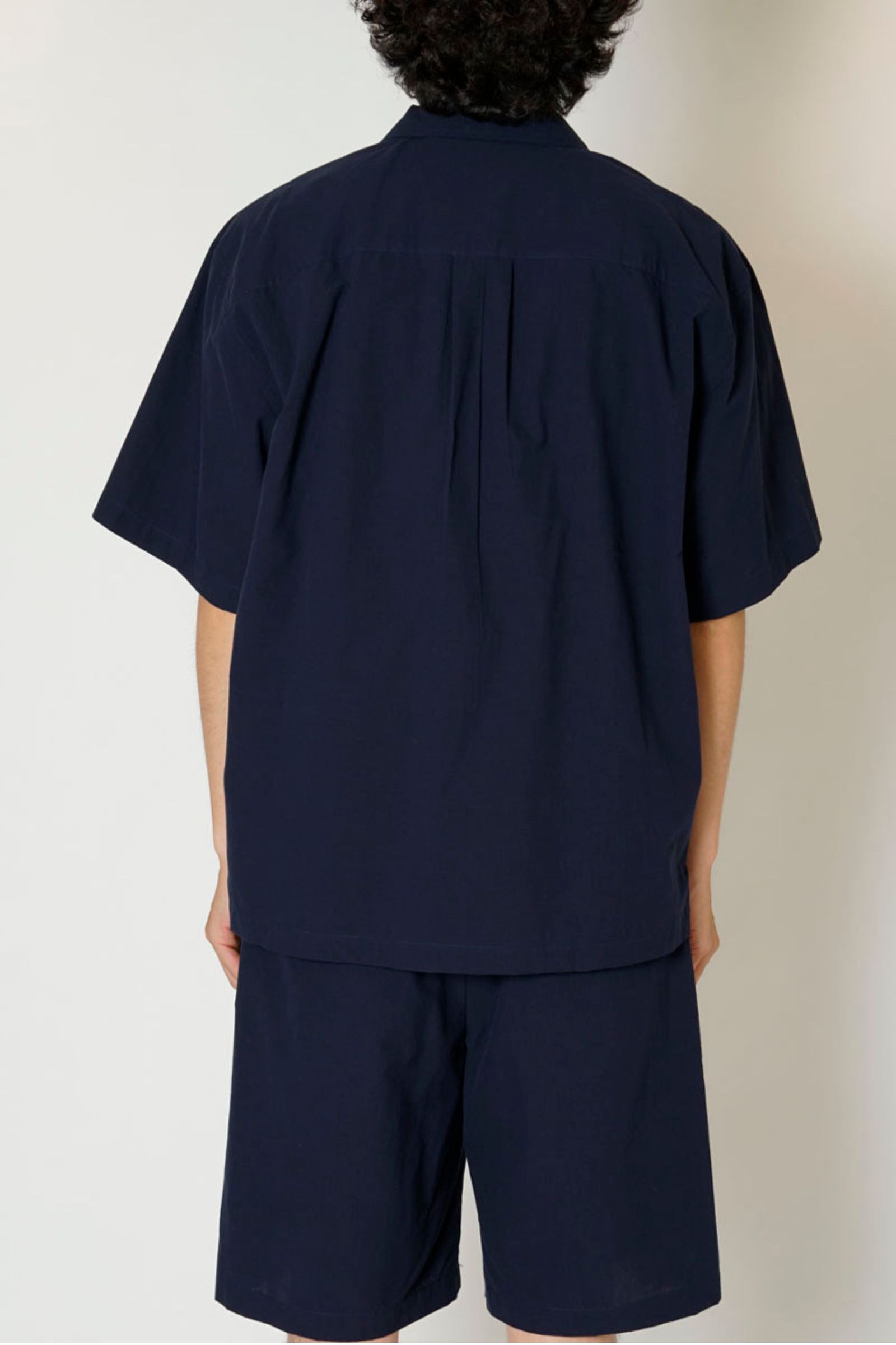 [ラスト1点] MICRO SUCKER OPEN COLLAR S/S SHIRT | NAVY | シャツ